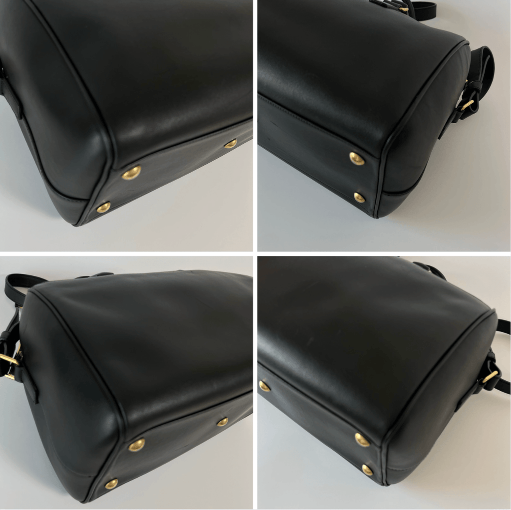 Authentic Saint Laurent Black Leather Duffle 6 2Way Boston Bag