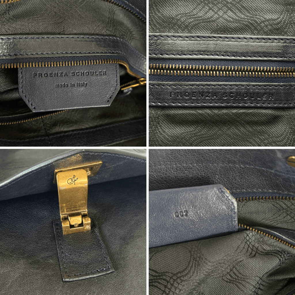 Authentic Proenza Schouler PS1 Leather Satchel Shoulder Bag Navy