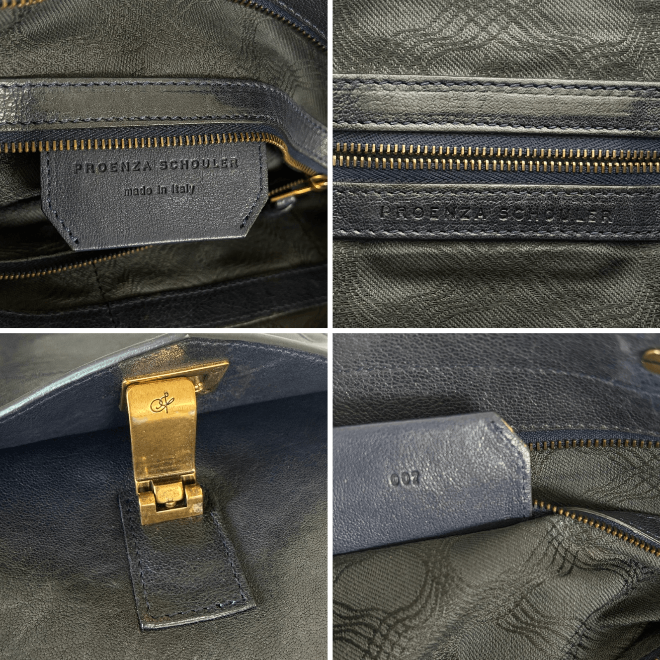 Authentic Proenza Schouler PS1 Leather Satchel Shoulder Bag Navy