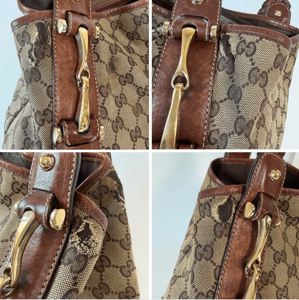 Authentic Gucci Pelham GG Canvas Braided Bag Shoulder