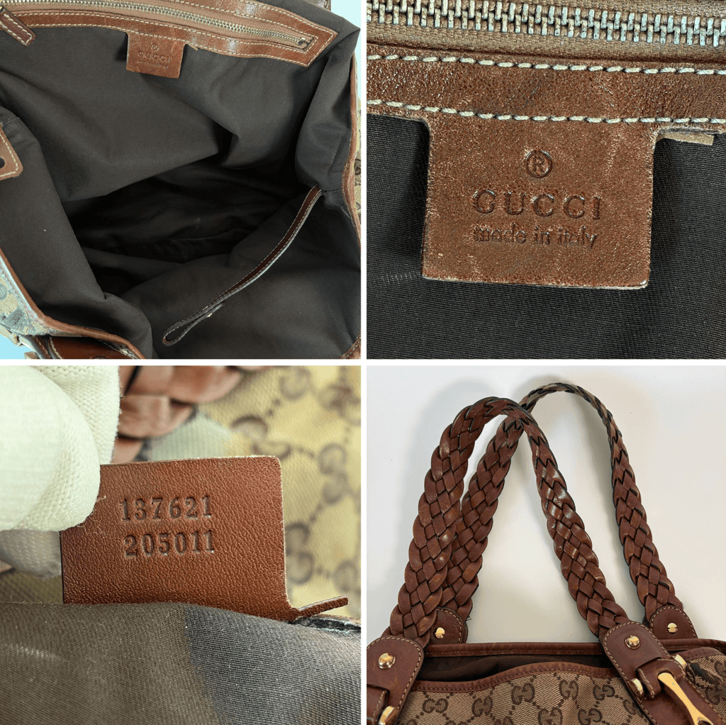 Authentic Gucci Pelham GG Canvas Braided Bag Shoulder