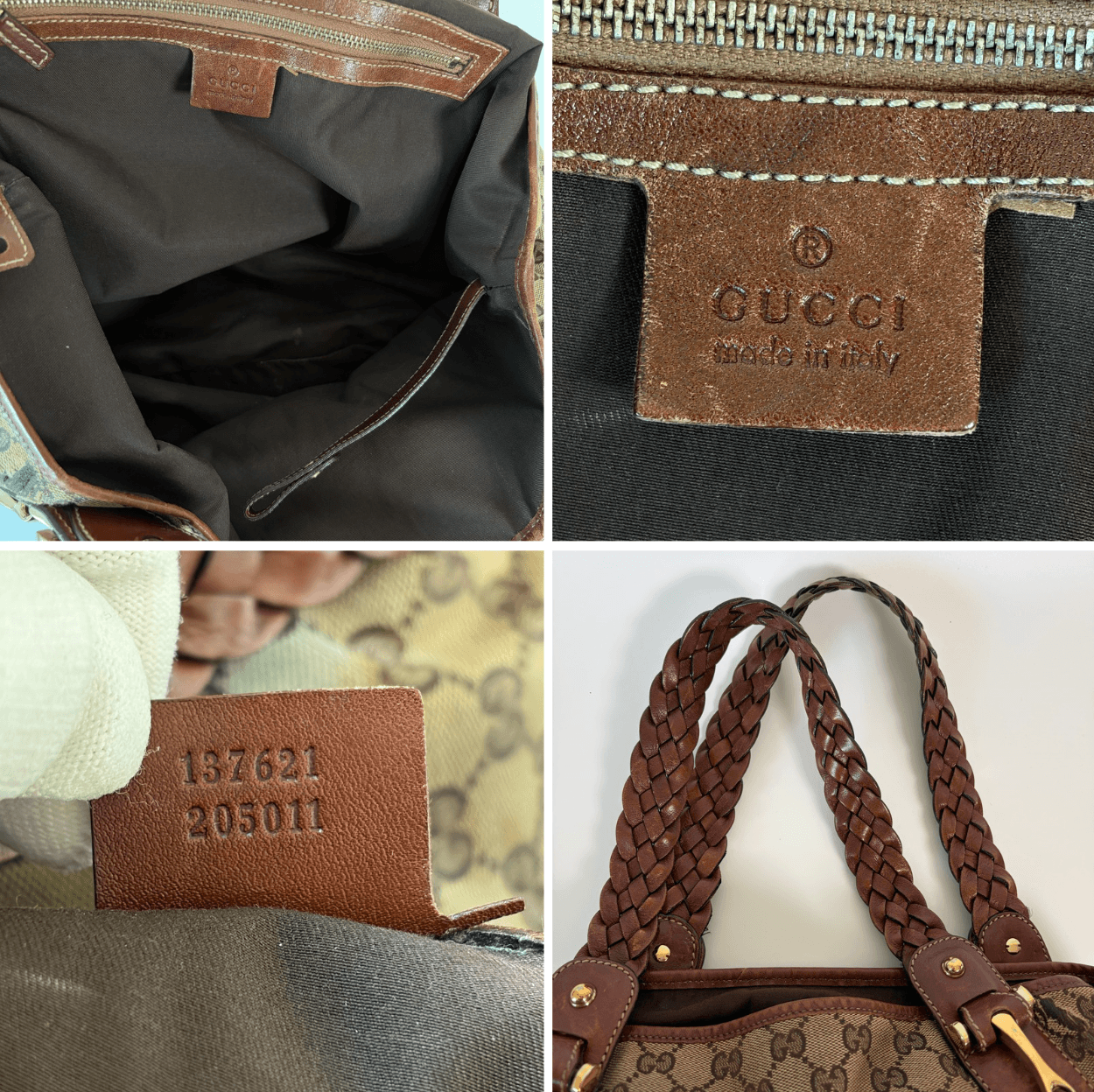 Authentic Gucci Pelham GG Canvas Braided Bag Shoulder