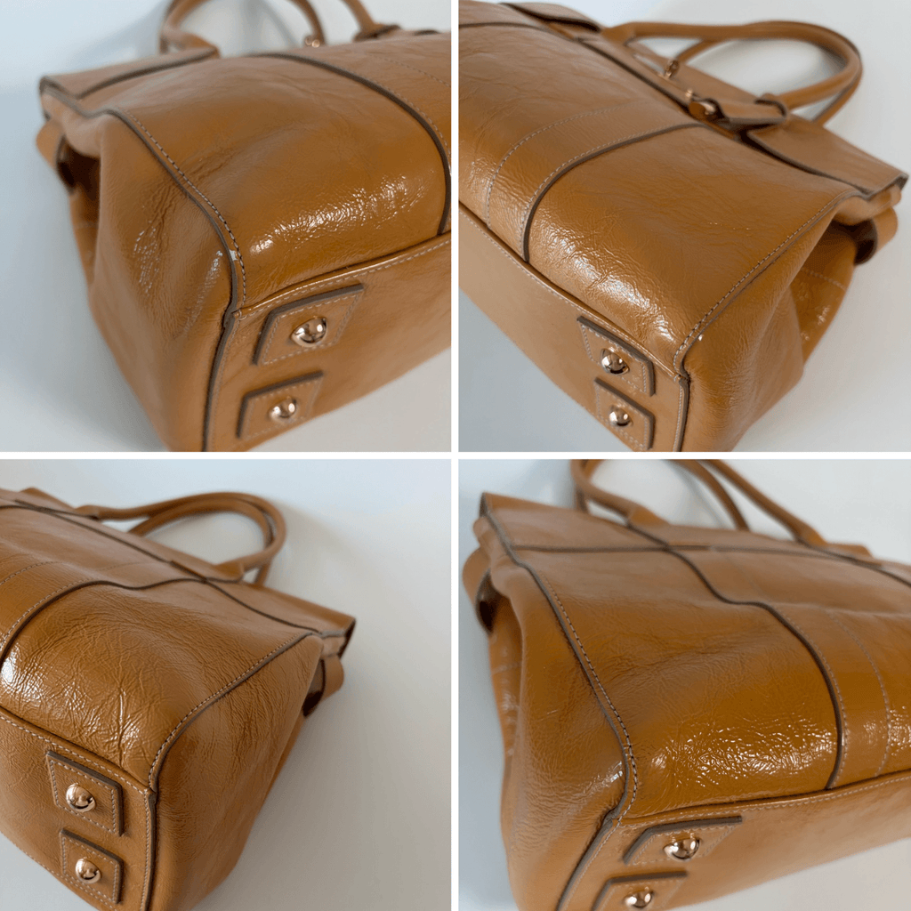 Authentic Mulberry Bayswater Satchel Patent Leather Bag Medium