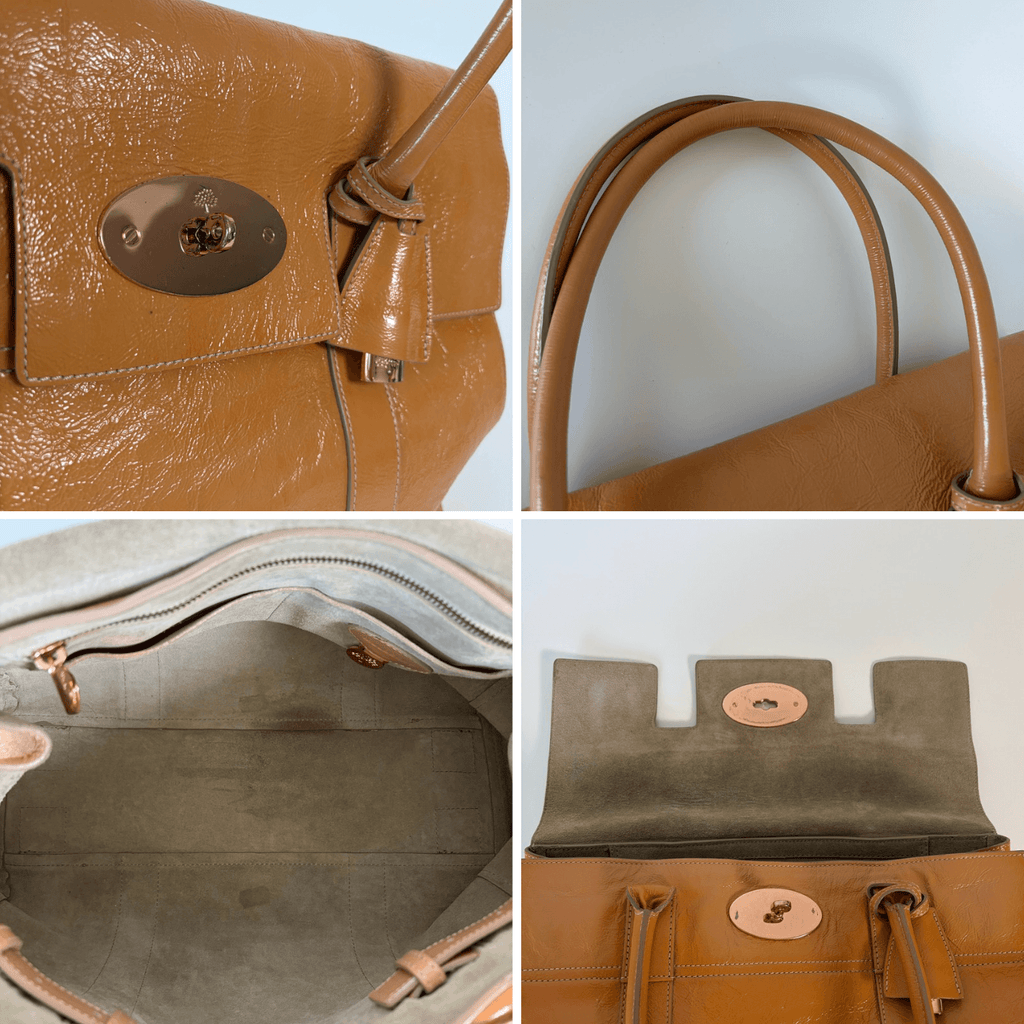 Authentic Mulberry Bayswater Satchel Patent Leather Bag Medium