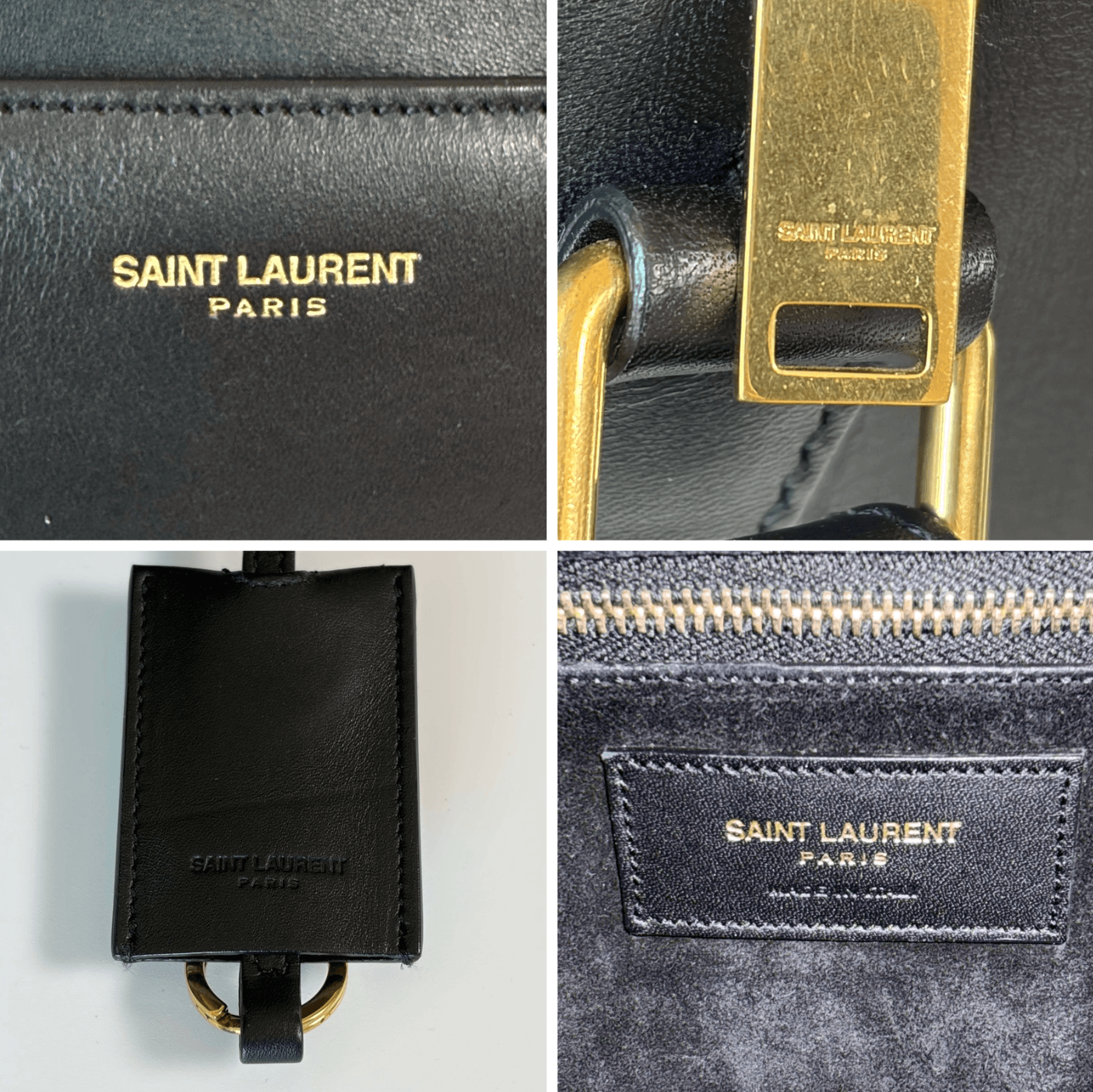 Authentic Saint Laurent Black Leather Duffle 6 2Way Boston Bag
