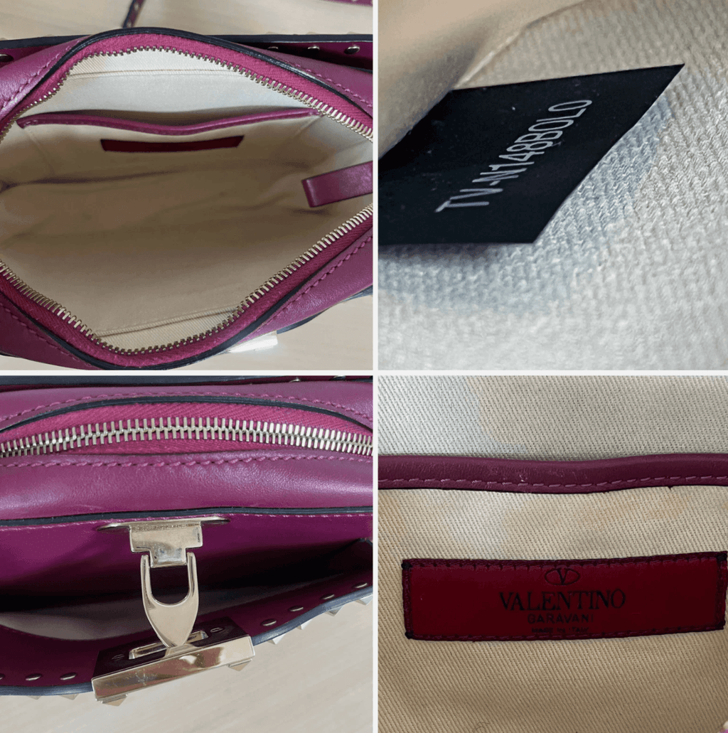 Authentic Valentino Garavani Bag Rockstud Flip Lock Camera Leather