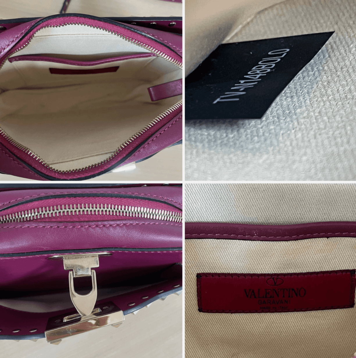 Authentic Valentino Garavani Bag Rockstud Flip Lock Camera Leather