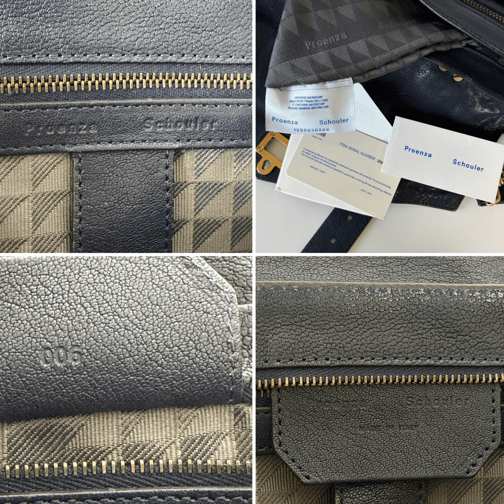 Authentic Proenza Schouler PS1 Medium Navy Leather 2Way Satchel Bag