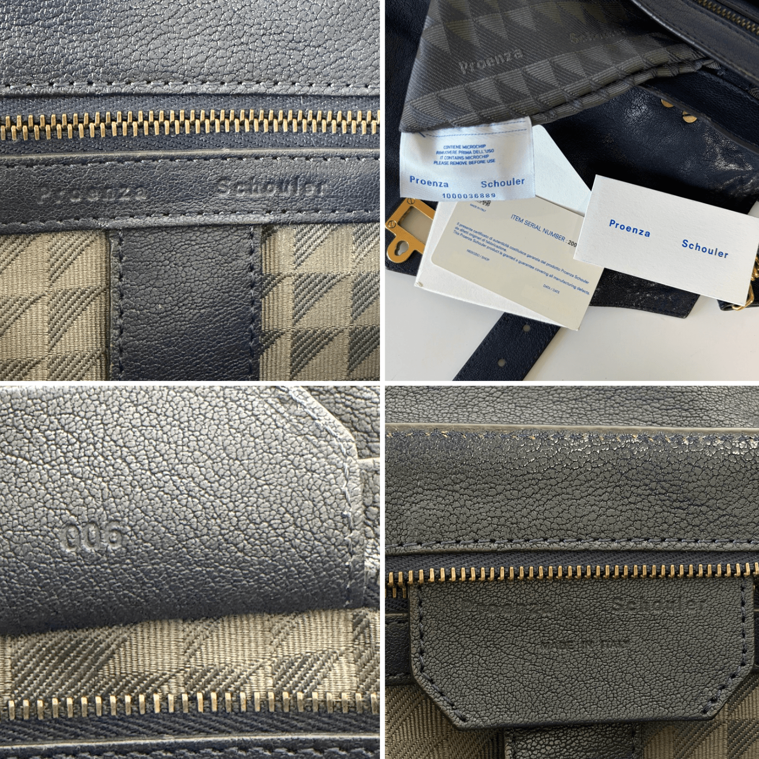 Authentic Proenza Schouler PS1 Medium Navy Leather 2Way Satchel Bag