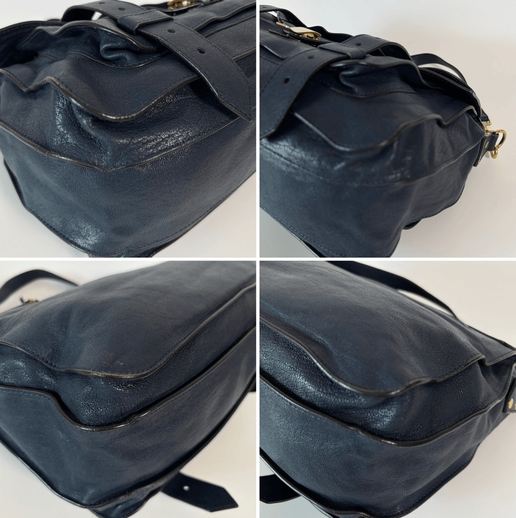 Authentic Proenza Schouler PS1 Medium Navy Leather 2Way Satchel Bag