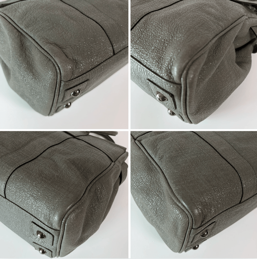 Authentic Mulberry Bayswater Sparkle Tweed Leather Satchel Bag Gray