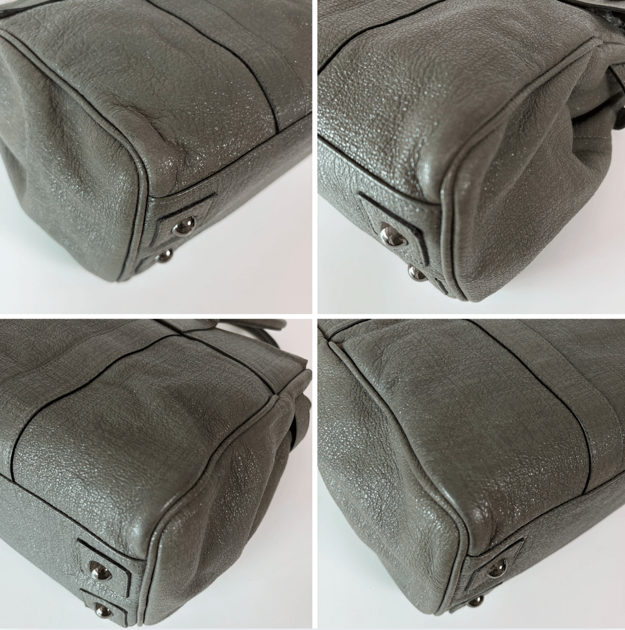 Authentic Mulberry Bayswater Sparkle Tweed Leather Satchel Bag Gray