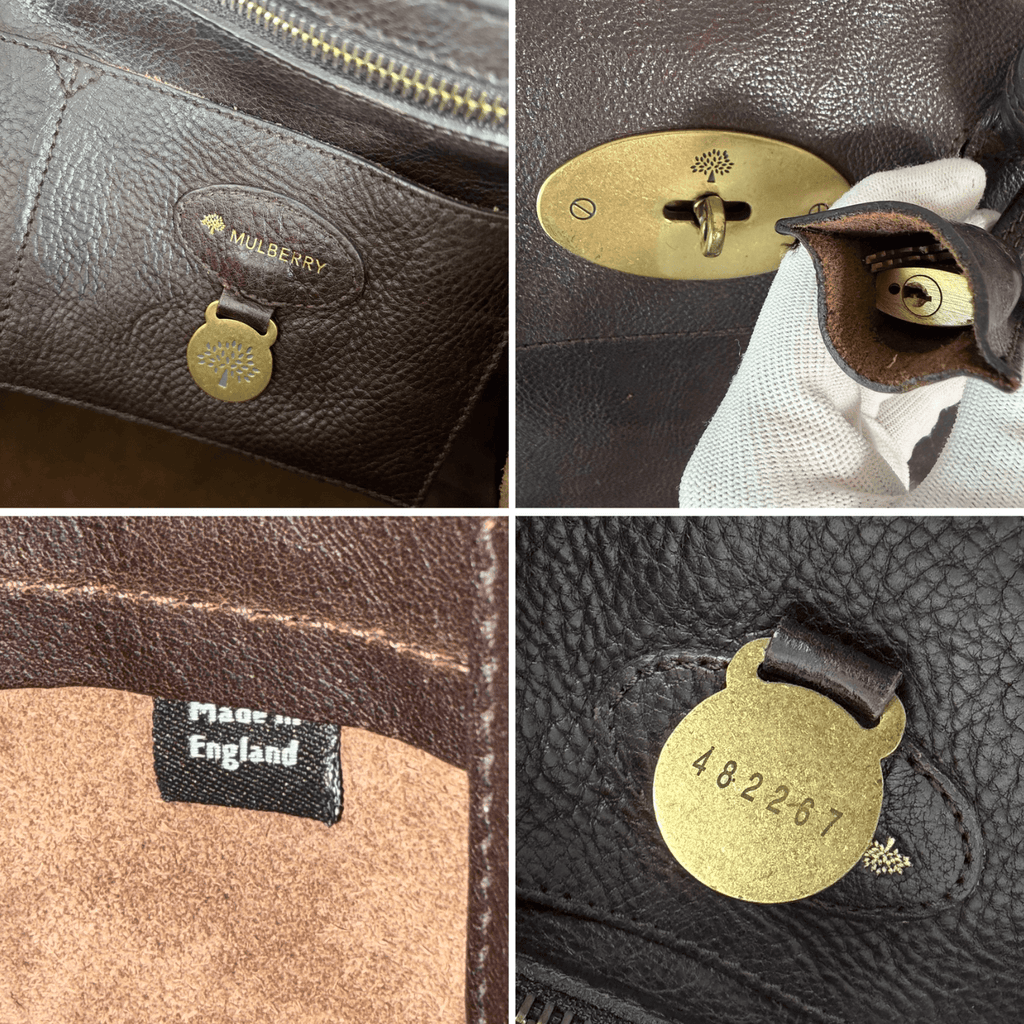Authentic Mulberry Bayswater Satchel Bag Leather Dark Brown