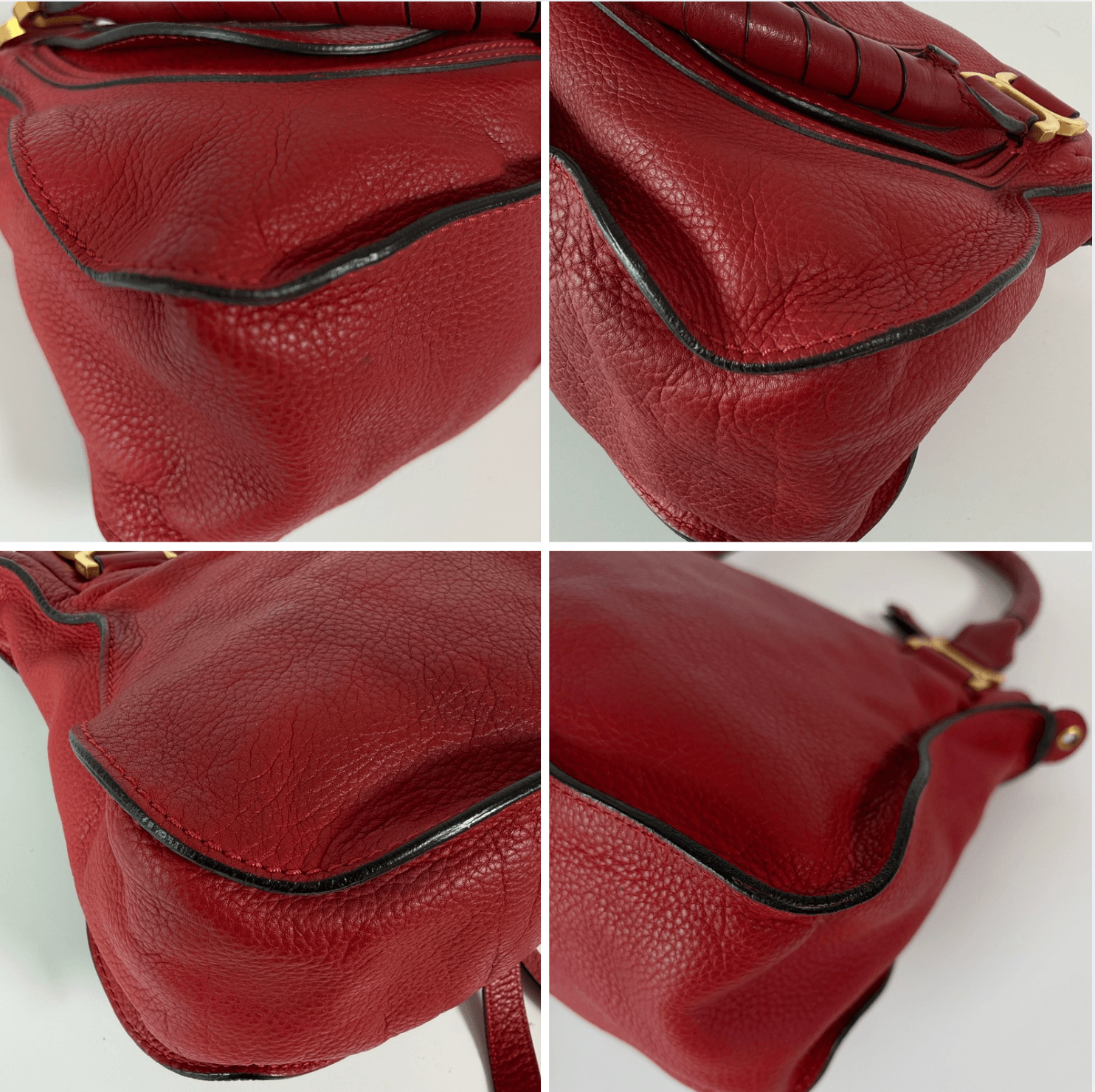 Authentic Chloé Marcie Medium Red Leather Satchel Shoulder Bag
