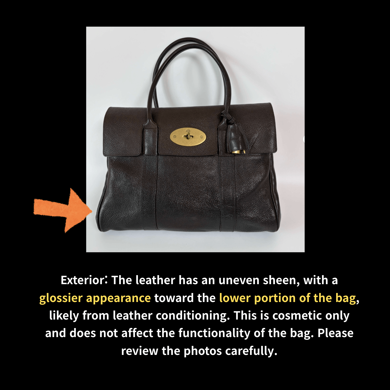 Authentic Mulberry Bayswater Satchel Bag Leather Large