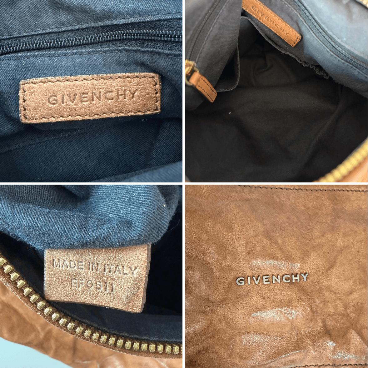 Authentic Givenchy Pandora Small Leather Shoulder Bag Brown