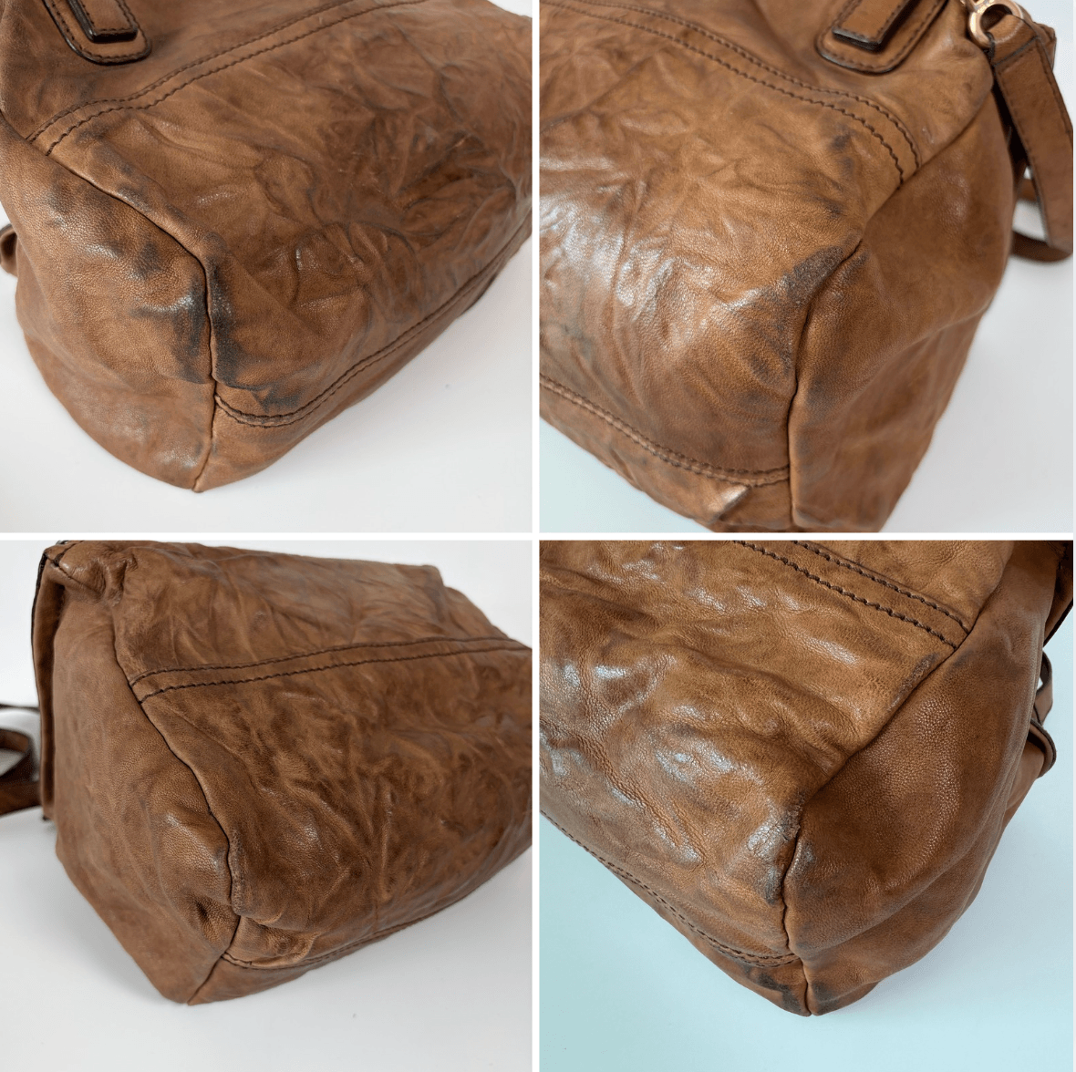 Authentic Givenchy Pandora Small Leather Shoulder Bag Brown