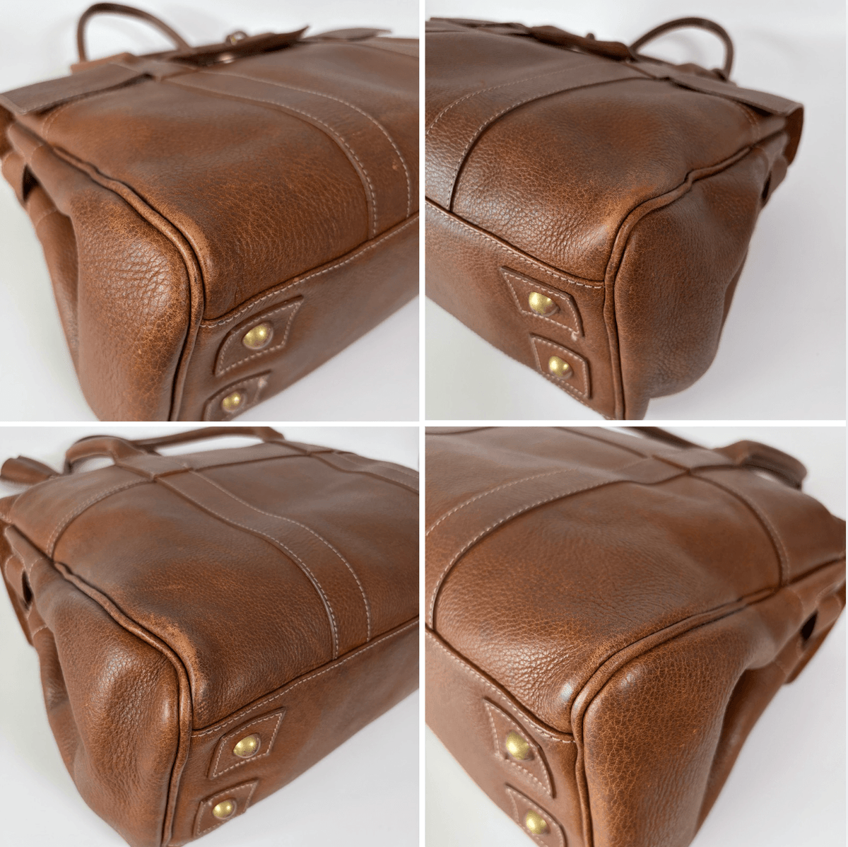 Mulberry Bayswater brown leather bag corner and edge condition details