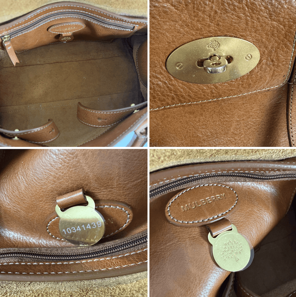Mulberry Small Bayswater Satchel brass hardware buckle and Postman’s Lock details