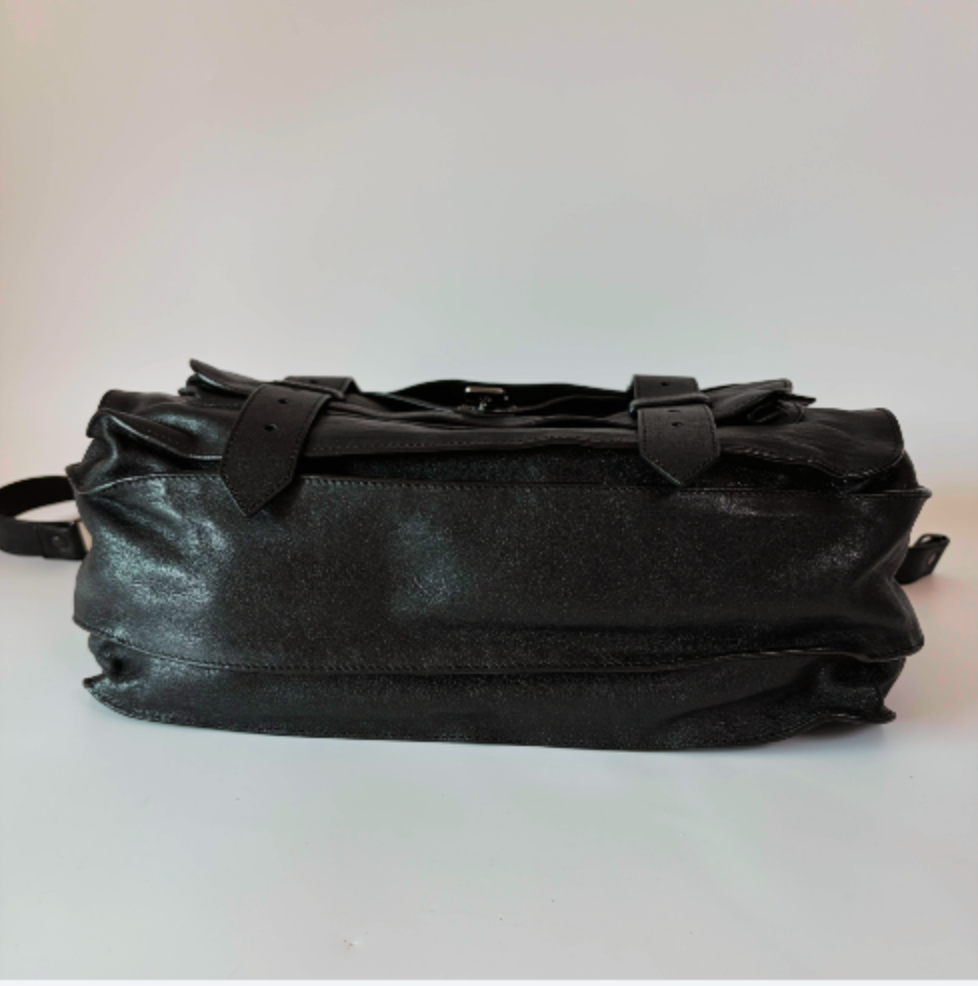 Proenza Schouler PS1 black leather satchel bag bottom view