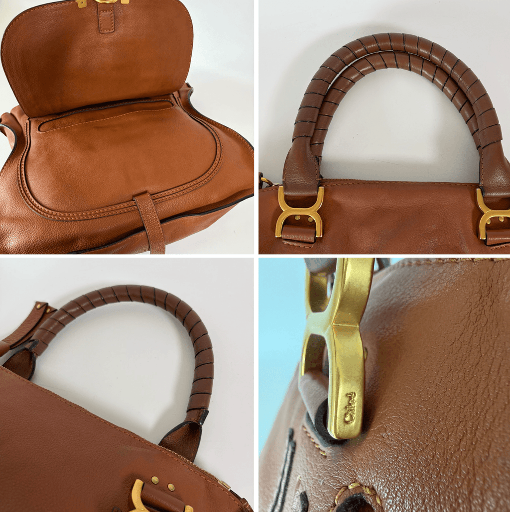Chloé Marcie Shoulder Bag brown Chloé Marcie Shoulder Bag brown leather handles strap and construction details