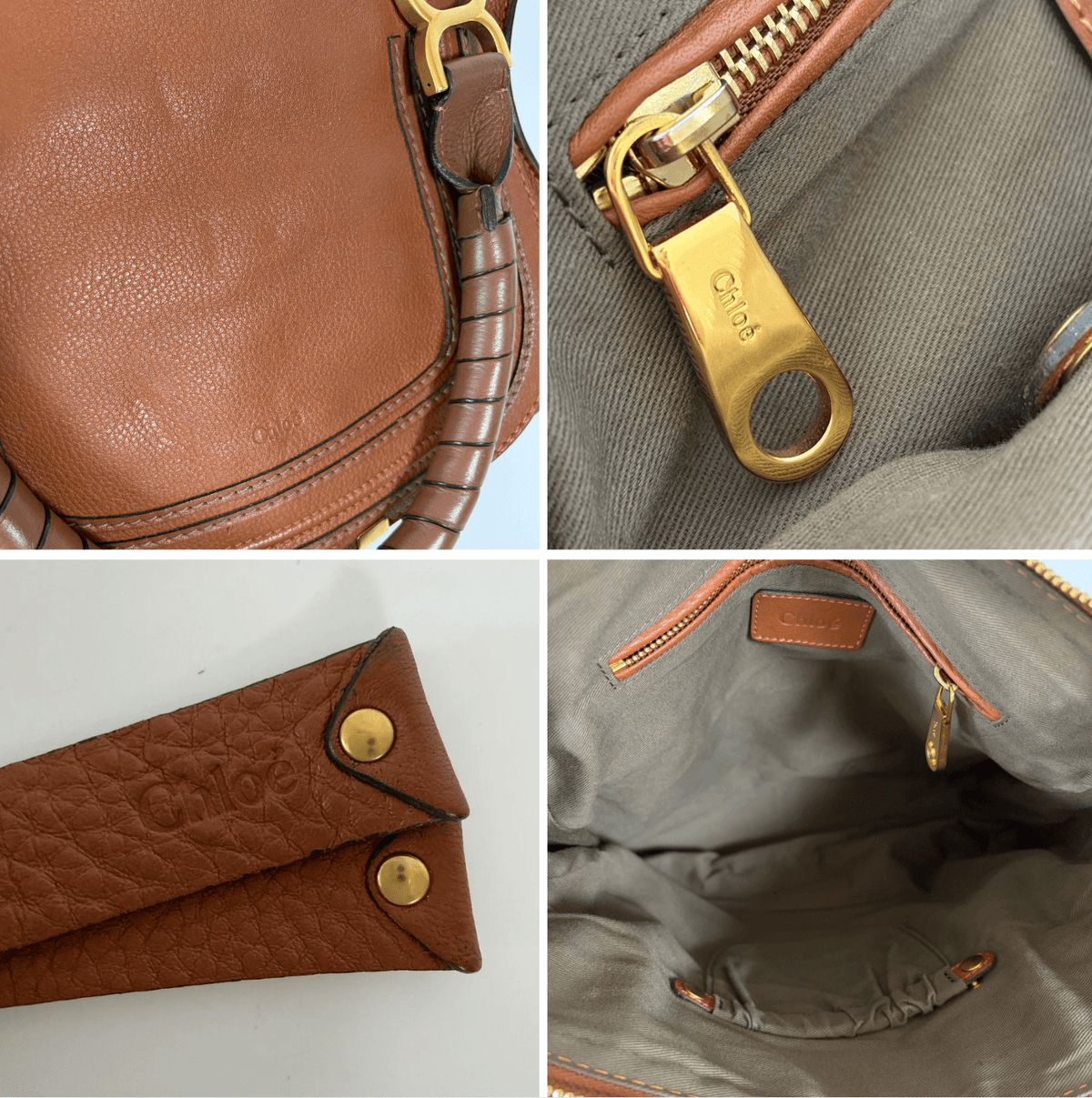 Chloé Marcie Shoulder Bag interior lining and pocket details
