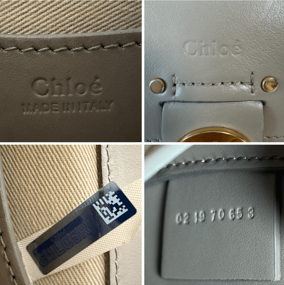 Chloé Tess Small Crossbody Bag brand stamp serial label and authenticity details
