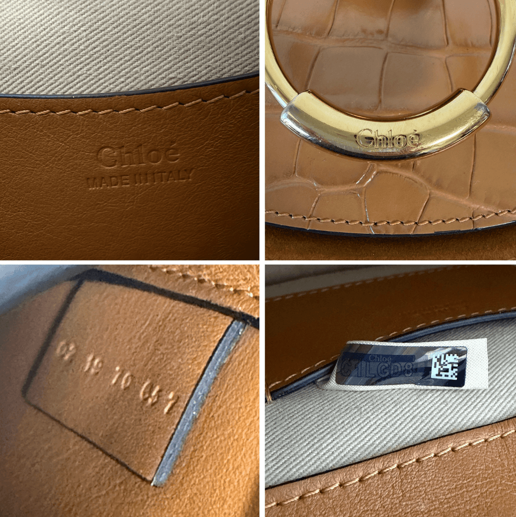 Chloé Tess Small Crossbody Bag brand stamp serial label and authenticity details