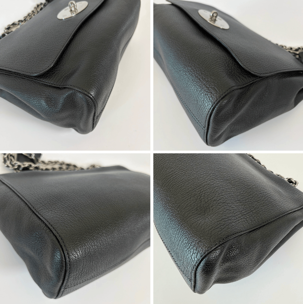 Mulberry Lily Shoulder Bag black leather corner and edge condition details