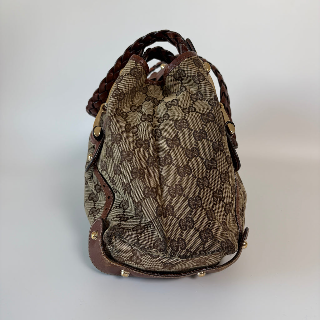 Authentic Gucci Pelham GG Canvas Braided Bag Shoulder