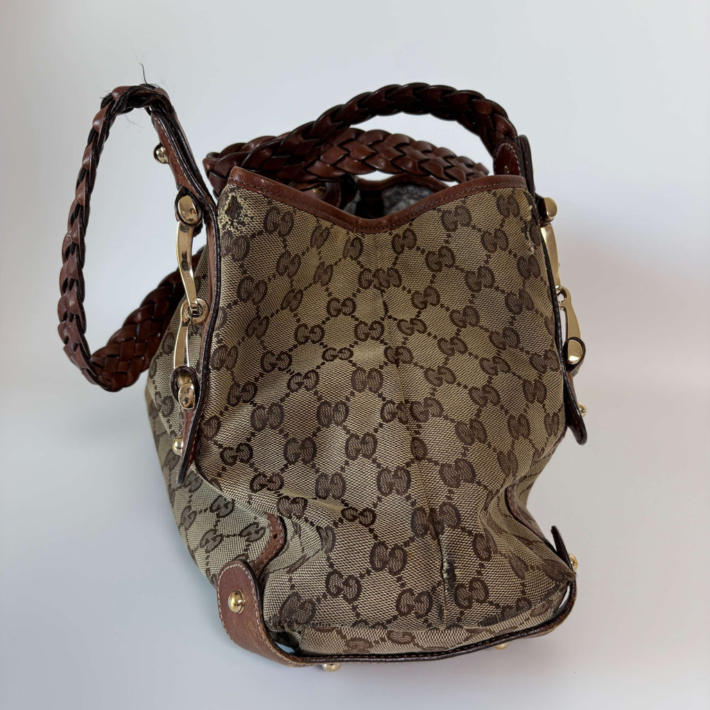 Authentic Gucci Pelham GG Canvas Braided Bag Shoulder