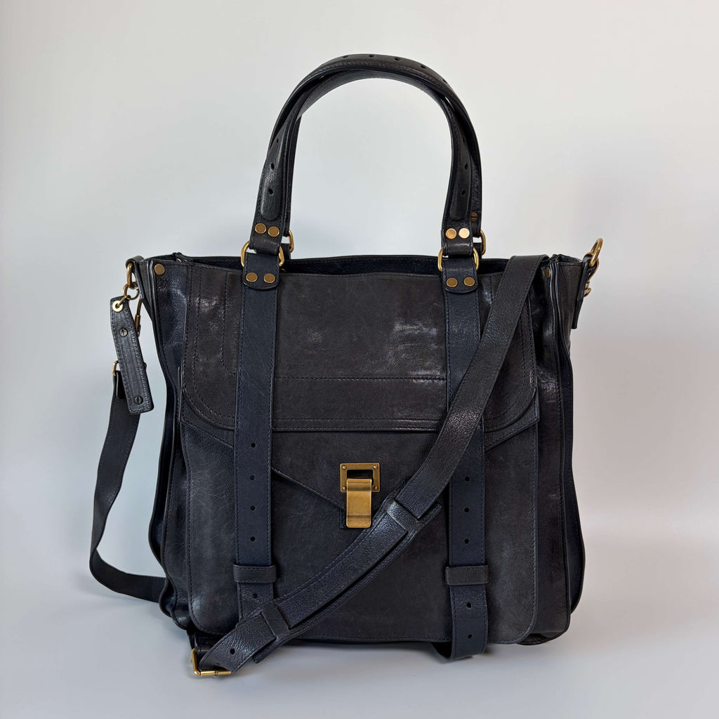 Authentic Proenza Schouler PS1 Leather Satchel Shoulder Bag Navy