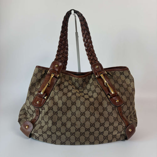 Authentic Gucci Pelham GG Canvas Braided Bag Shoulder