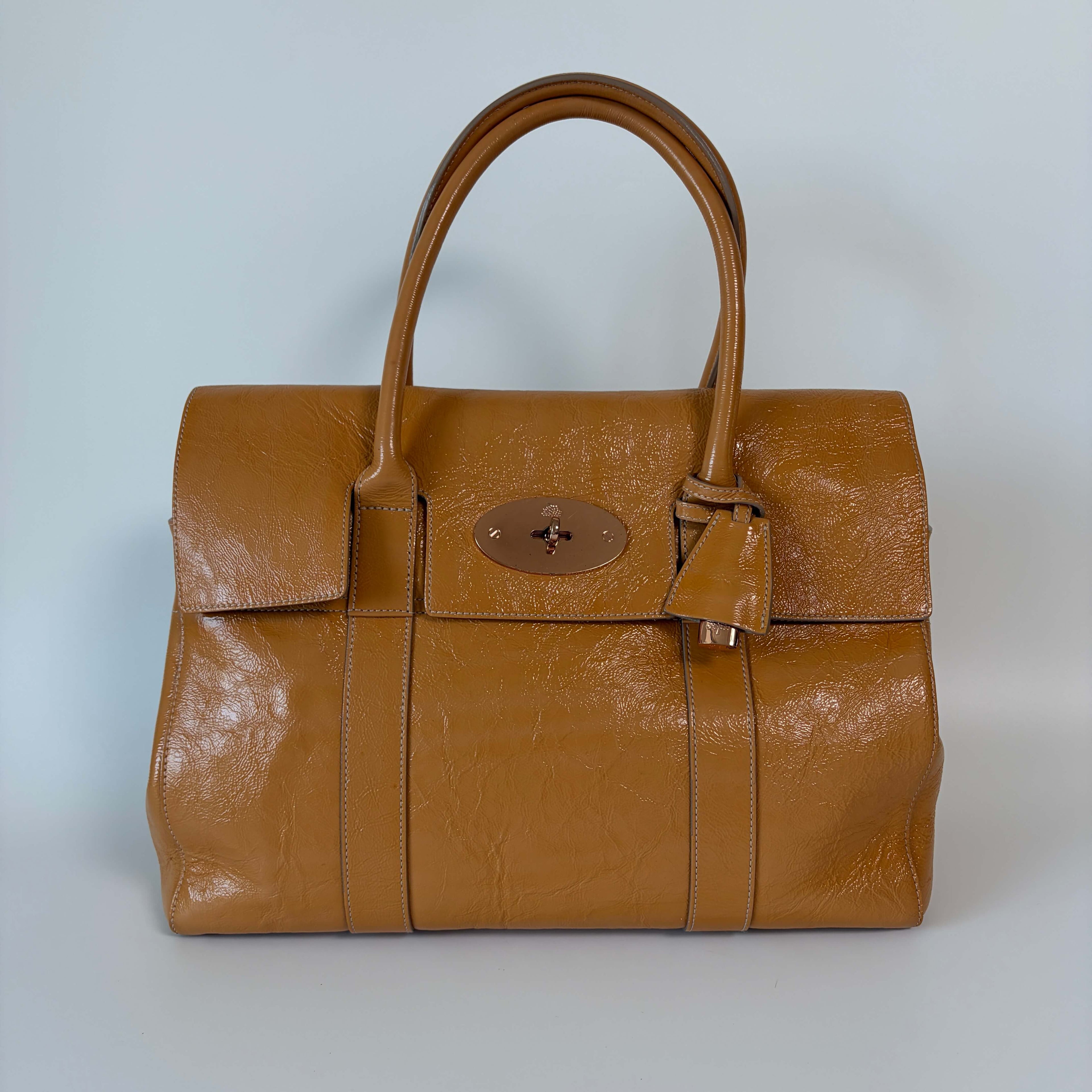 Authentic Mulberry Bayswater Satchel Patent Leather Bag Medium