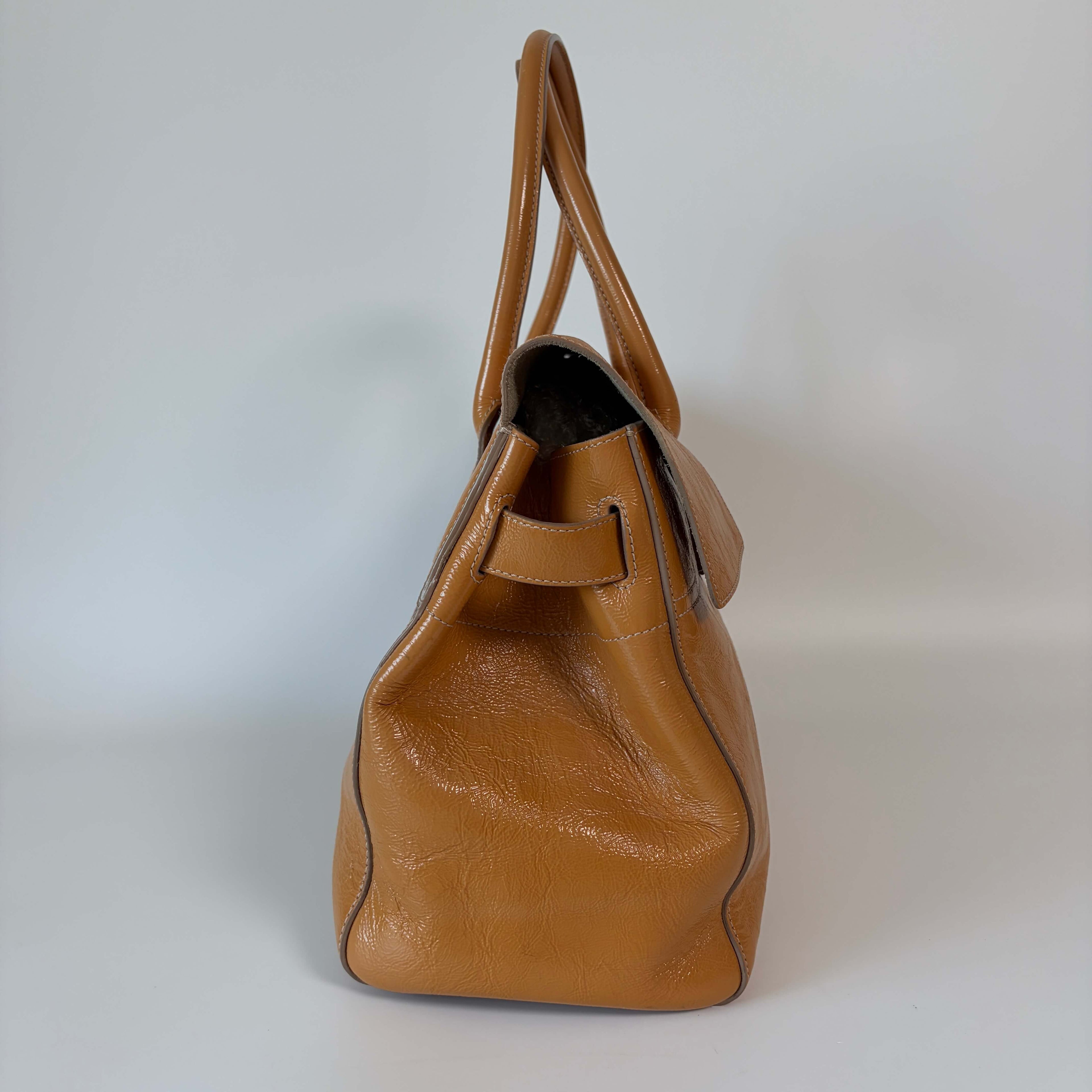 Authentic Mulberry Bayswater Satchel Patent Leather Bag Medium