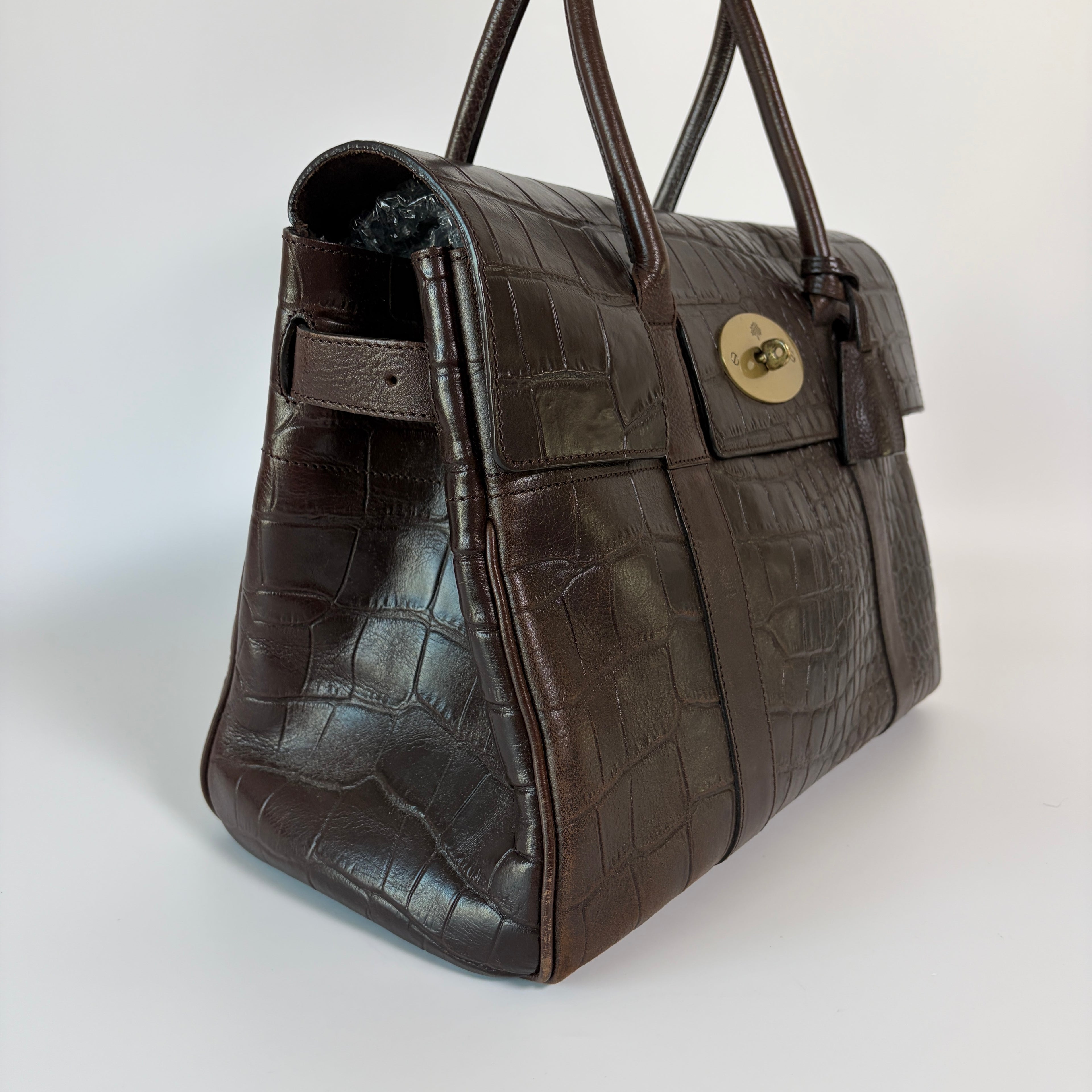Authentic Mulberry Bayswater Satchel Bag Croc Embossed Leather
