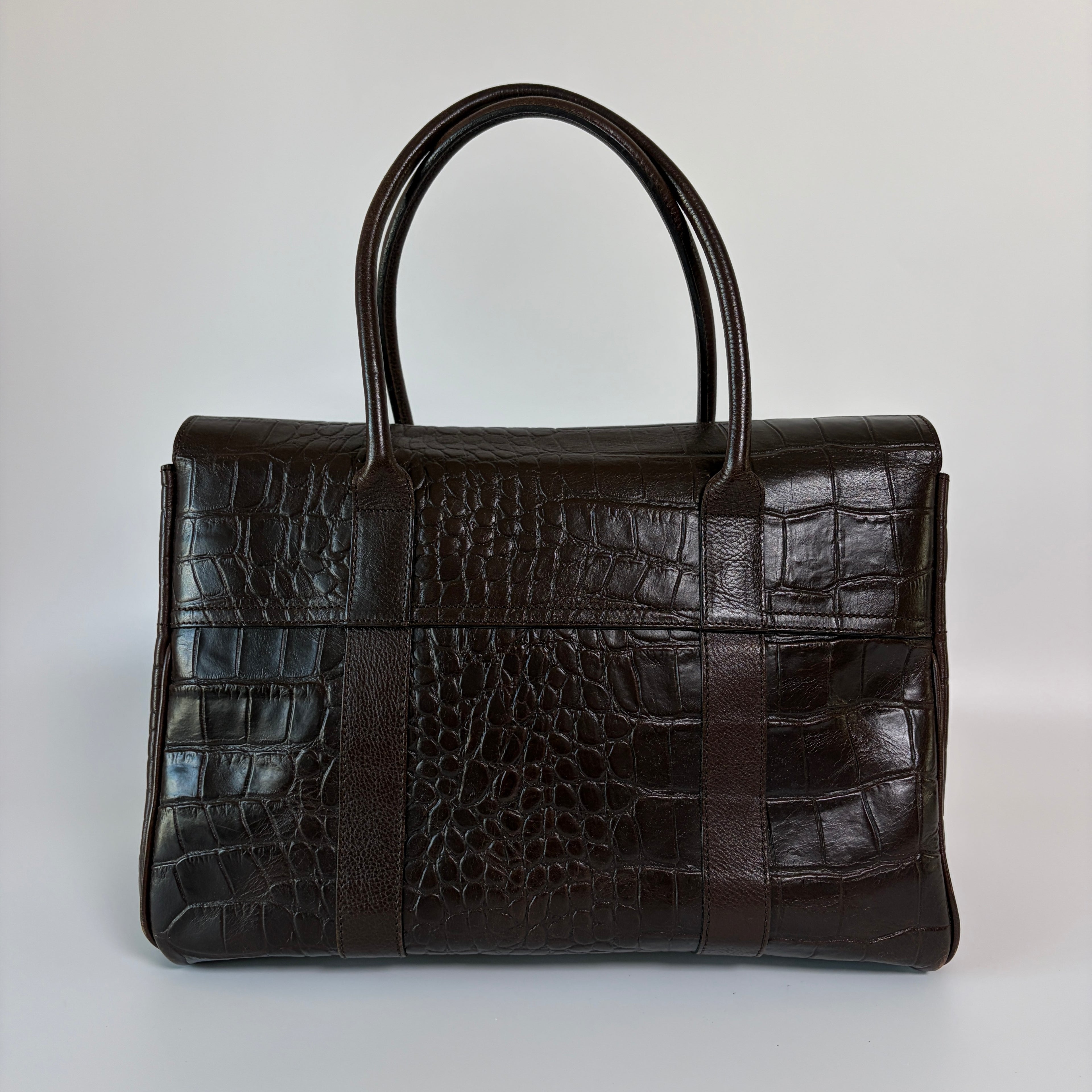 Authentic Mulberry Bayswater Satchel Bag Croc Embossed Leather