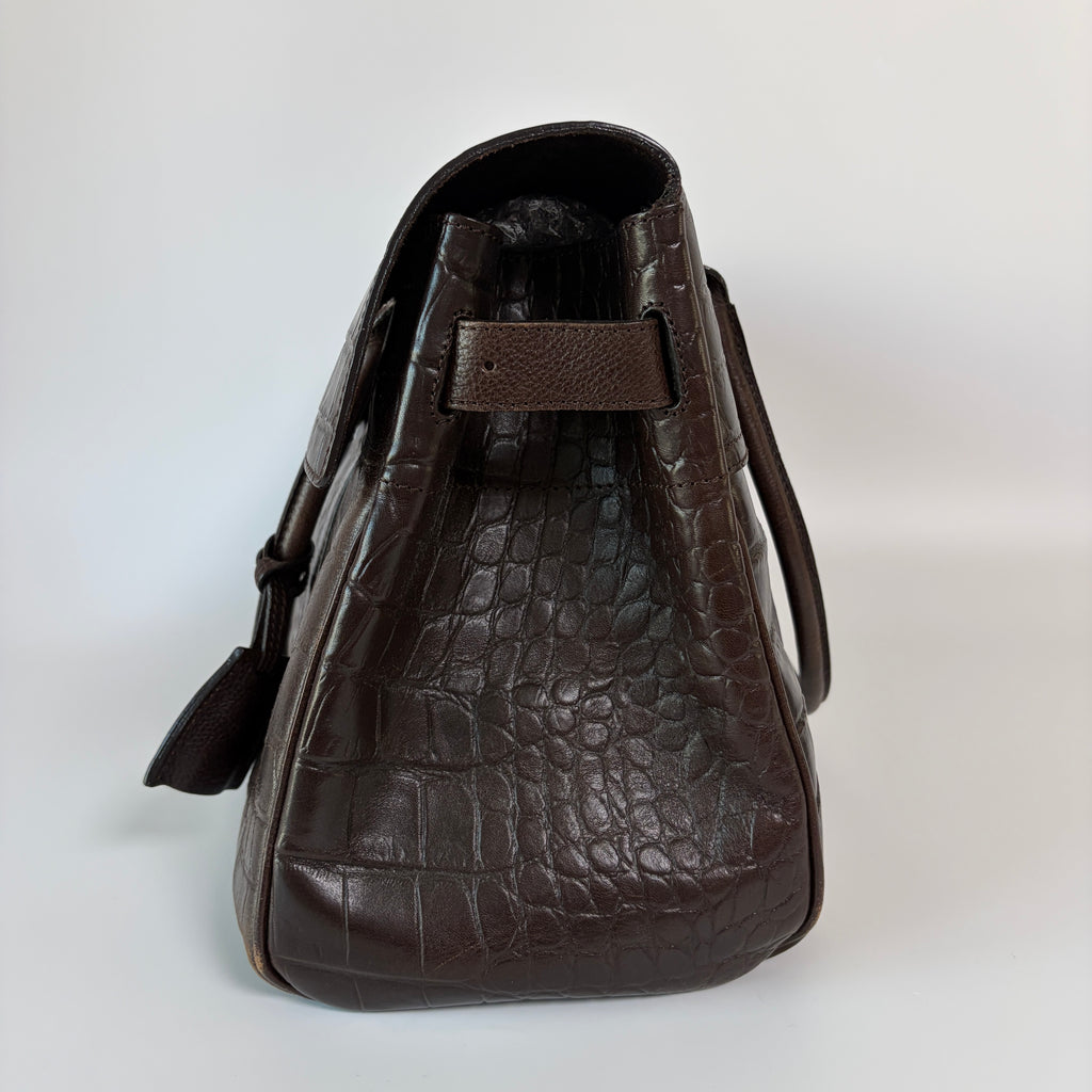 Authentic Mulberry Bayswater Satchel Bag Croc Embossed Leather