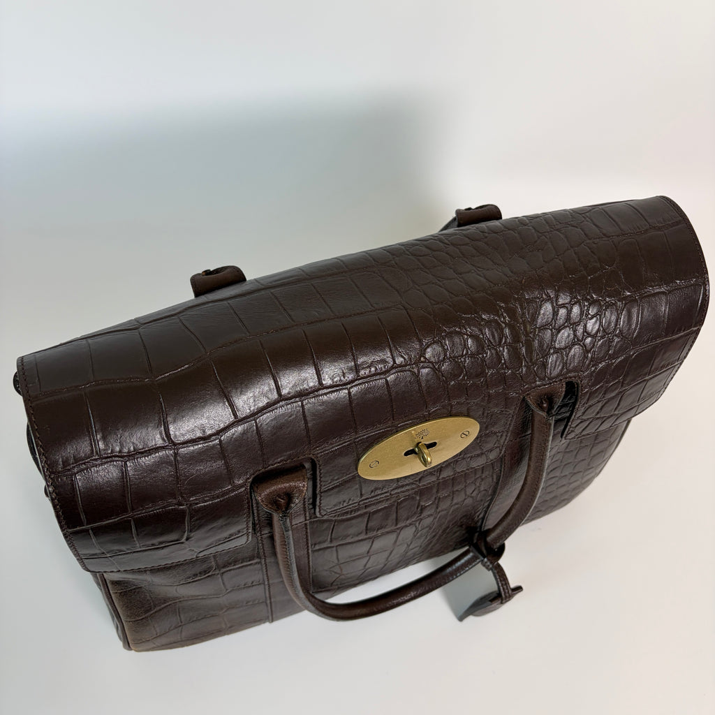 Authentic Mulberry Bayswater Satchel Bag Croc Embossed Leather