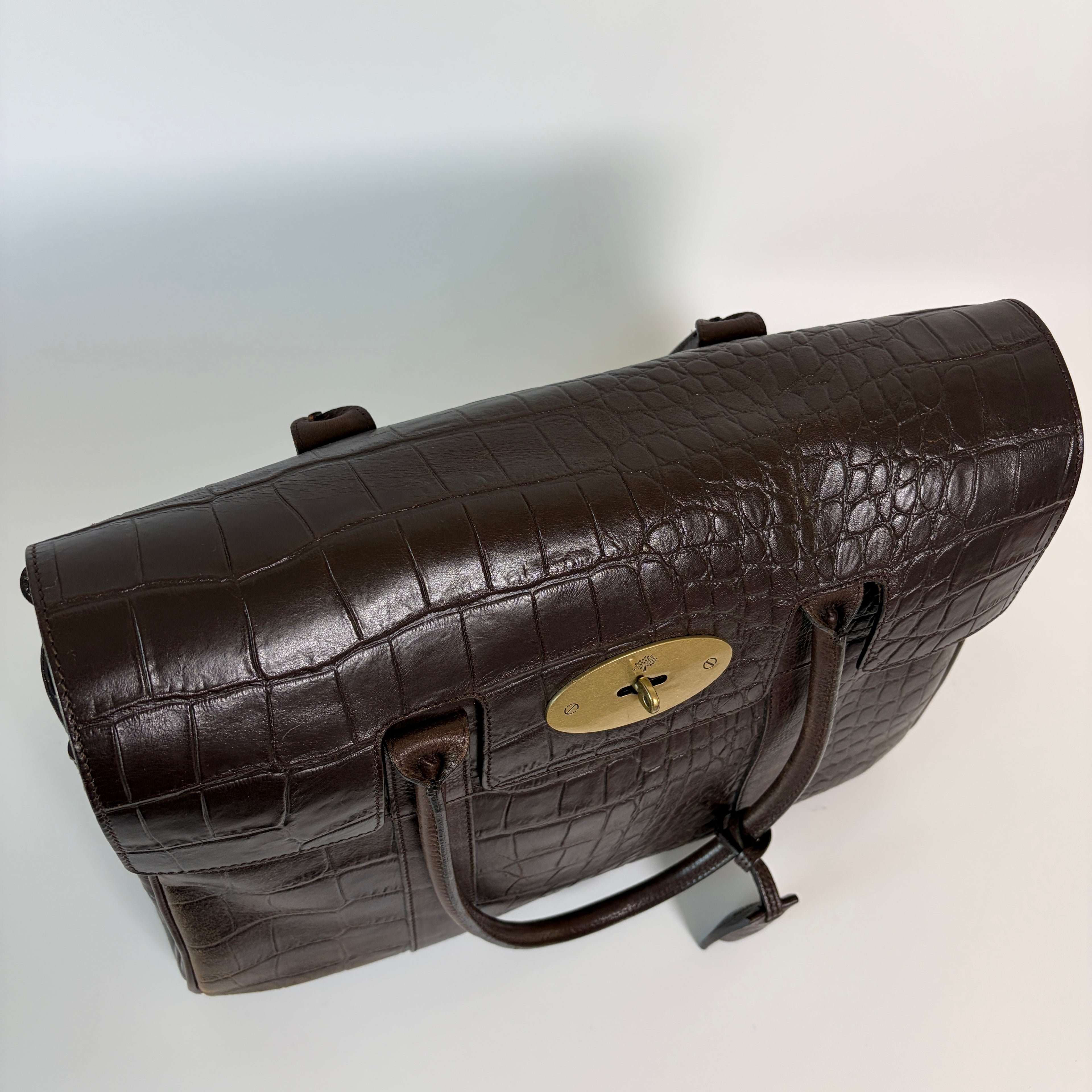 Authentic Mulberry Bayswater Satchel Bag Croc Embossed Leather