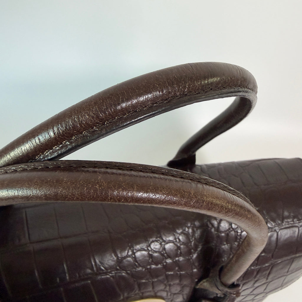 Authentic Mulberry Bayswater Satchel Bag Croc Embossed Leather