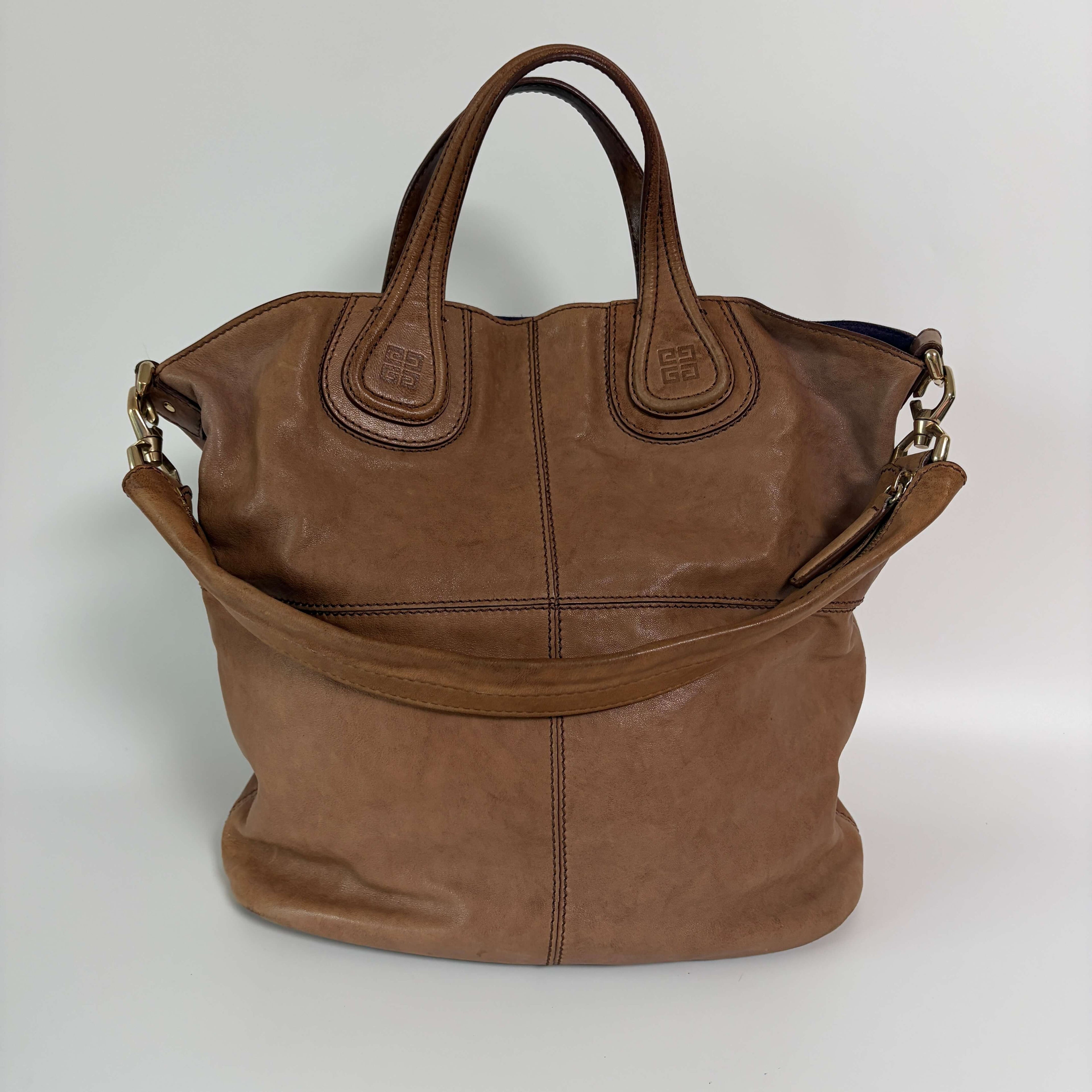 Authentic Givenchy Nightingale Large Shopper Tote Bag Brown Leather Shoulder Bag
