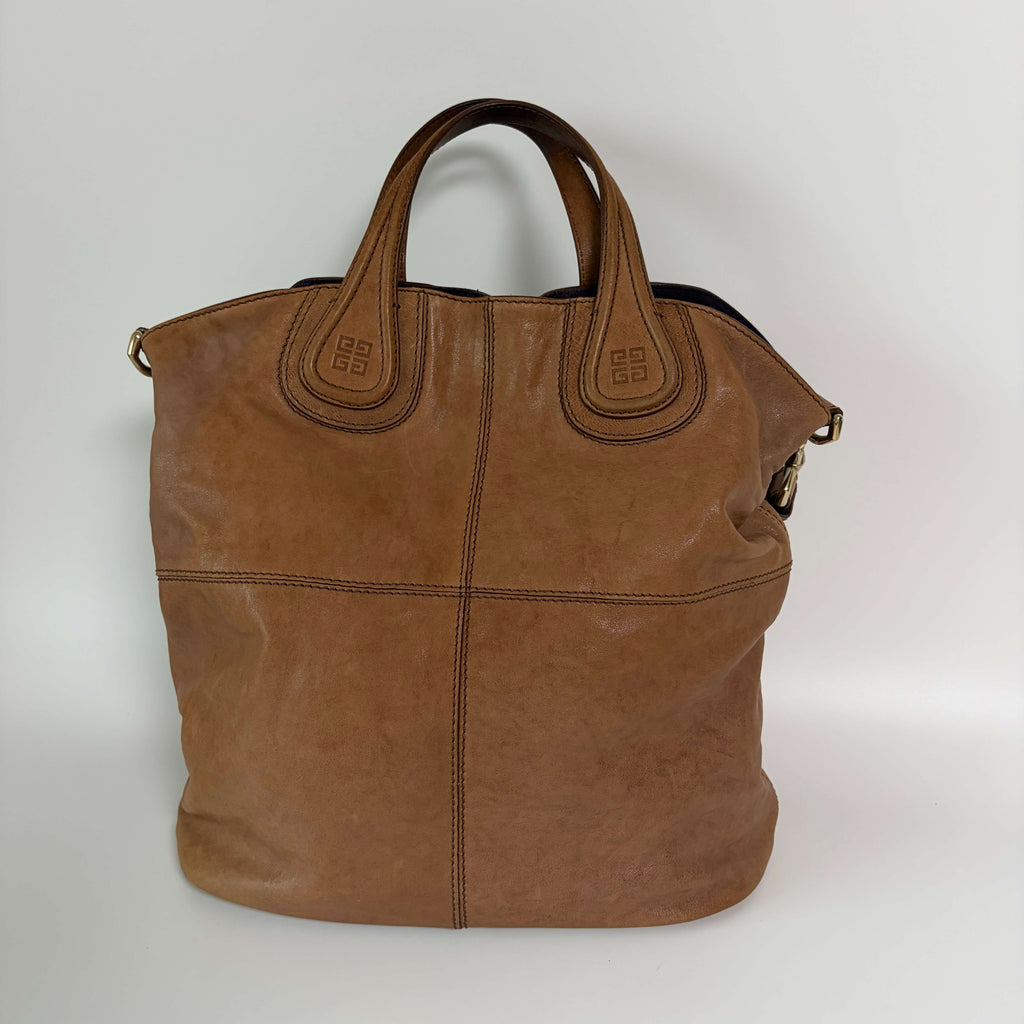 Authentic Givenchy Nightingale Large Shopper Tote Bag Brown Leather Shoulder Bag
