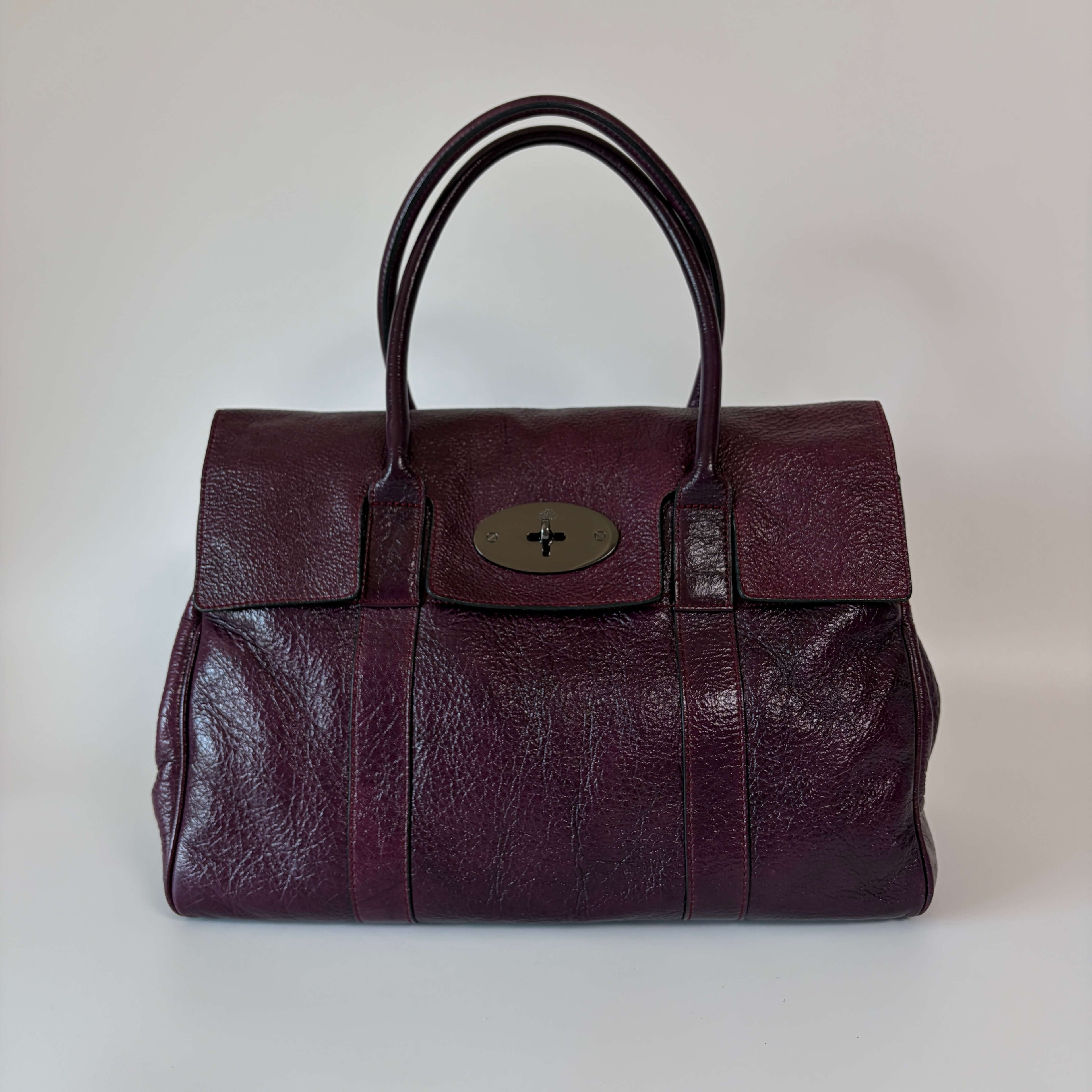 Authentic Mulberry Bayswater Satchel Bag Leather Medium Deep Purple
