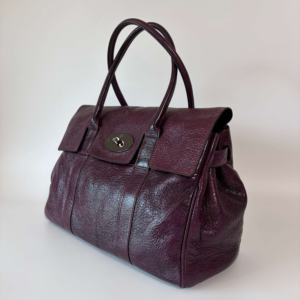 Authentic Mulberry Bayswater Satchel Bag Leather Medium Deep Purple