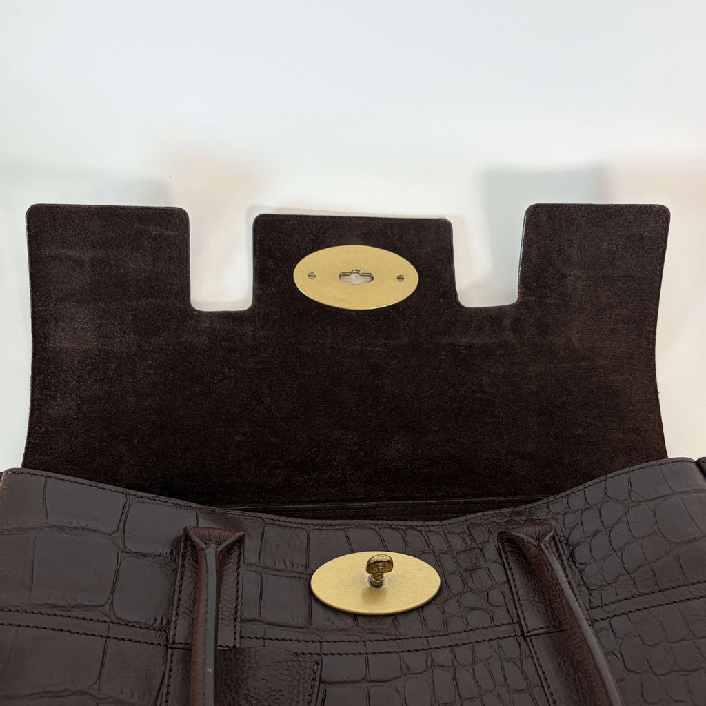 Authentic Mulberry Bayswater Satchel Bag Croc Embossed Leather