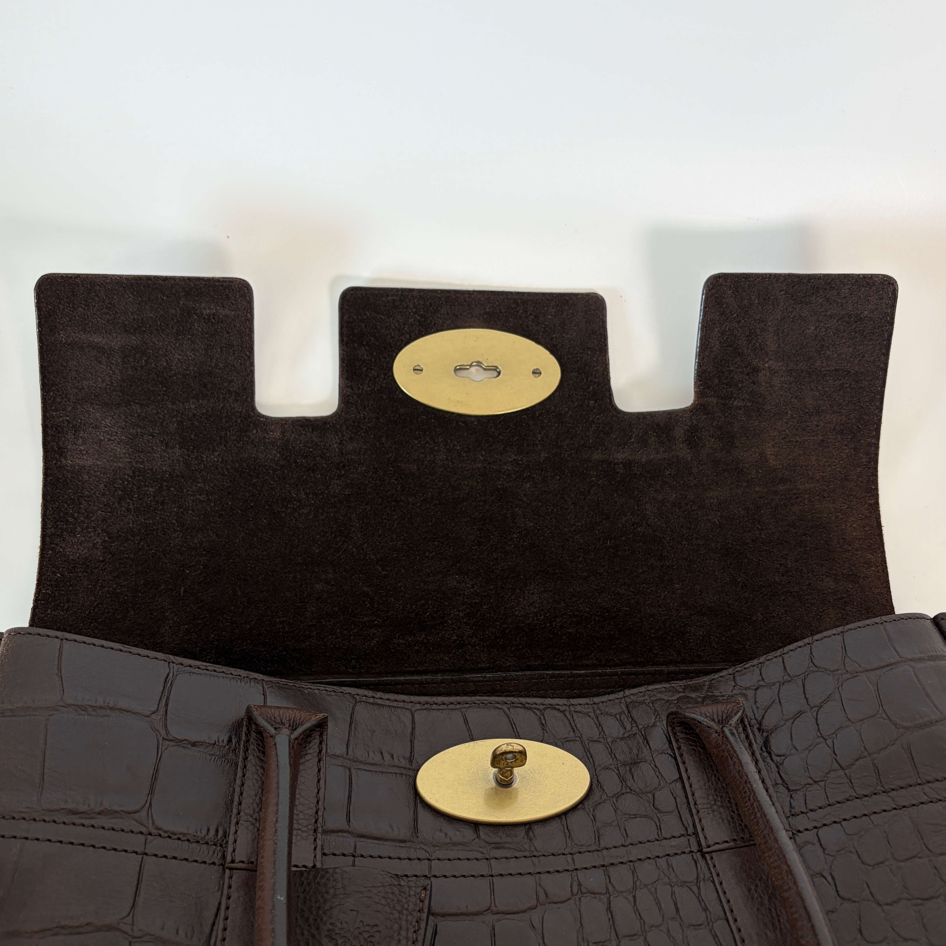 Authentic Mulberry Bayswater Satchel Bag Croc Embossed Leather