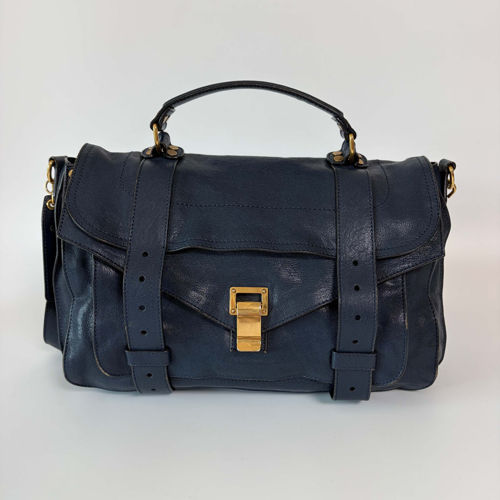 Proenza Schouler PS1 Medium Navy Leather 2Way Satchel Bag