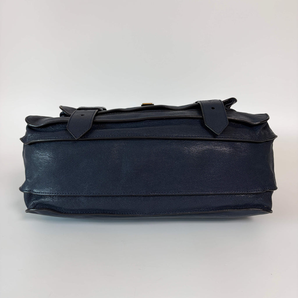 Authentic Proenza Schouler PS1 Medium Navy Leather 2Way Satchel Bag