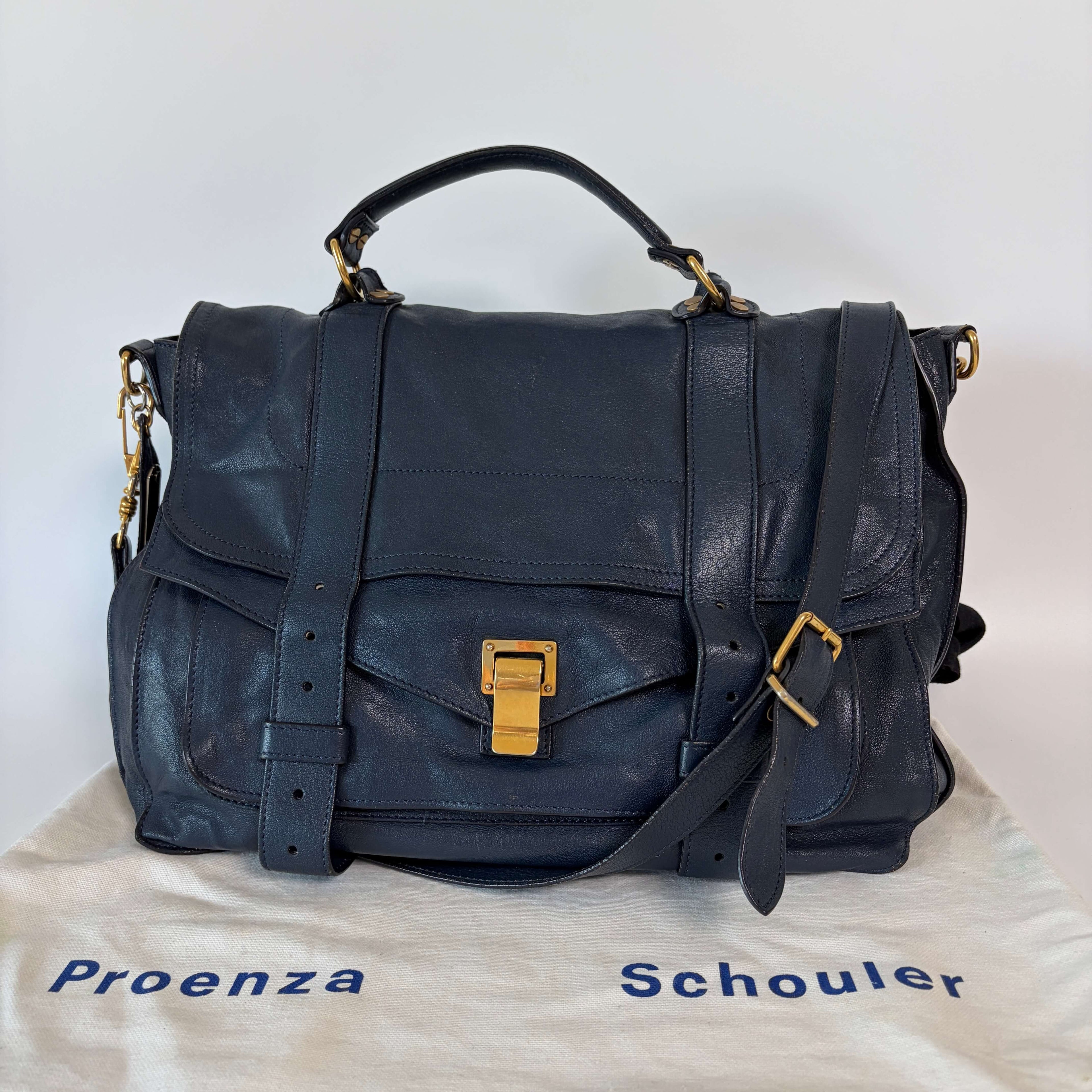 Authentic Proenza Schouler PS1 Large Leather Satchel Shoulder Bag 